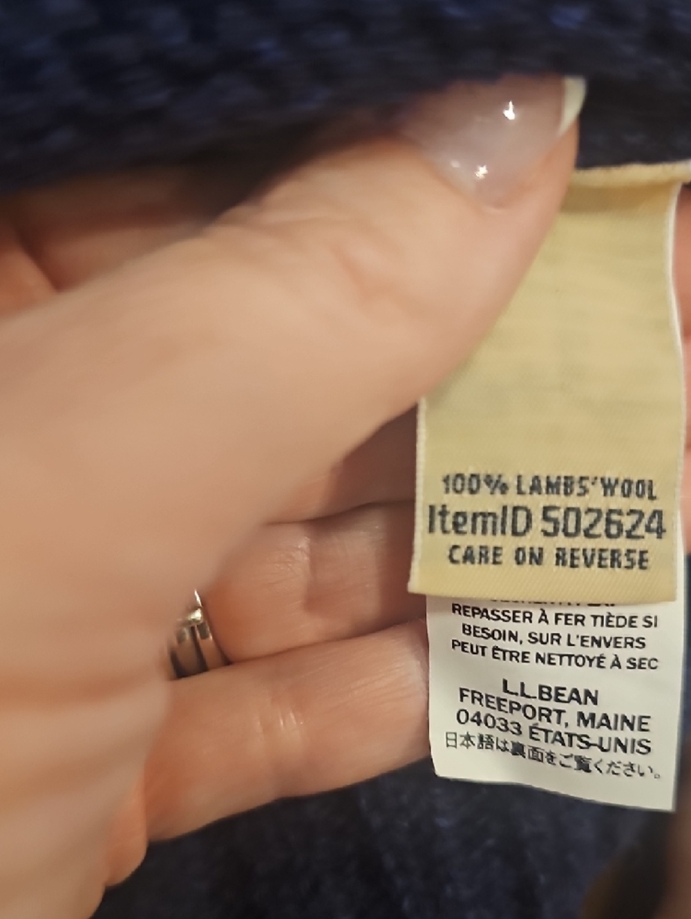 L.L.Bean Navy Fair Isle Sweater with Cream & Green Accents - Picture 3 of 3